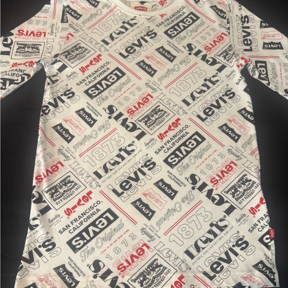 Levi's Kids White and Black Graphic Long Sleeve Tee Size Large